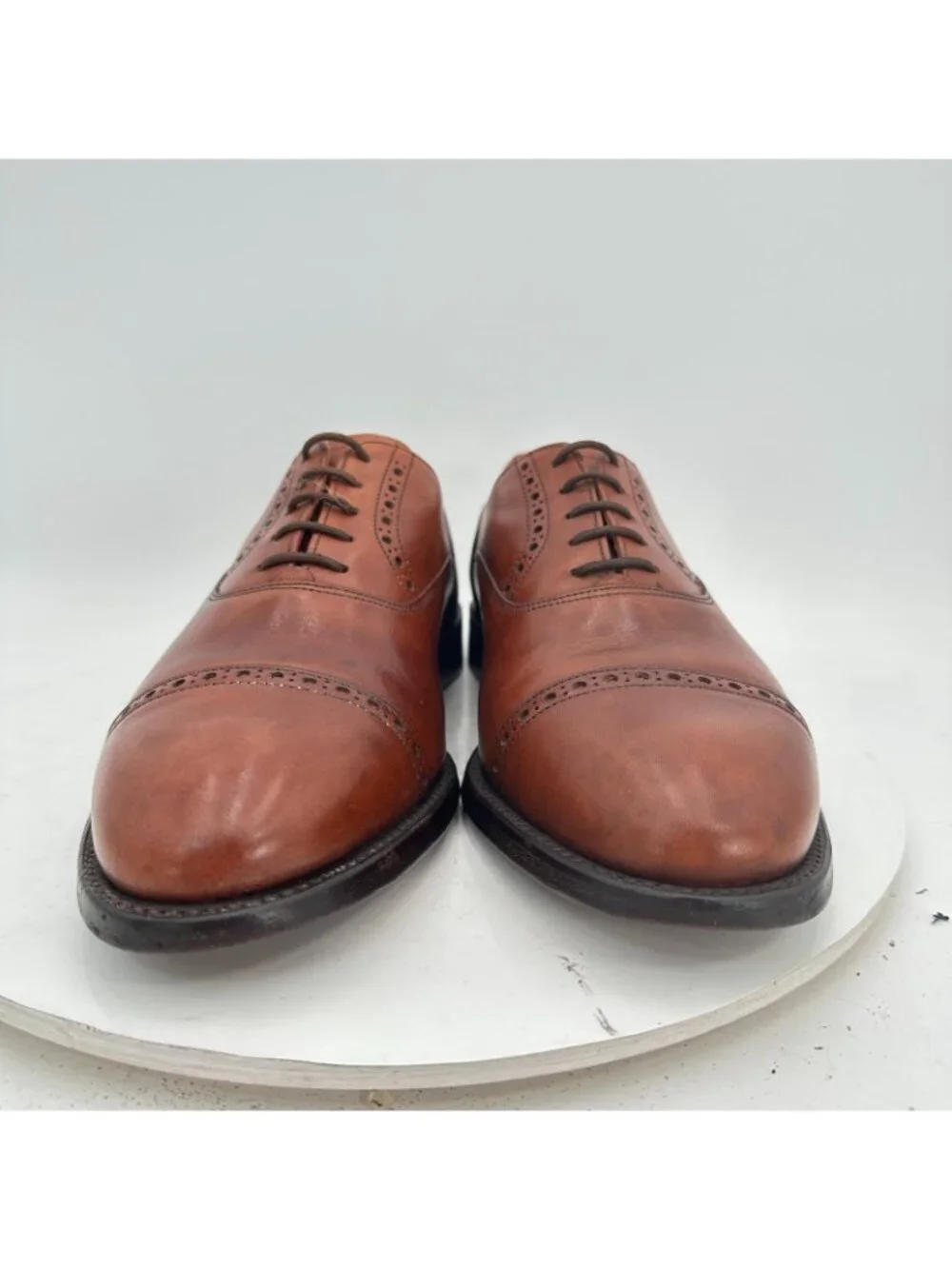 Barker Men Sz 7 US 8 Brown Tan Leather Brogue Cap Toe Lace Up Oxford Dress Shoes